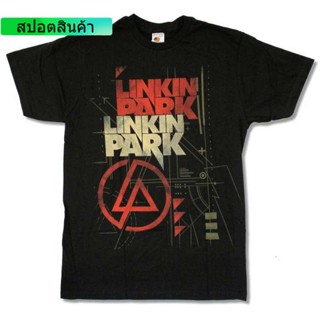 TOP CTHH LINKIN PARK DOUBLE LOGO LP BLACK T SHIRT NEW OFFICIAL MERCH SOFT คอกลม