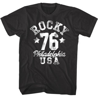 【Hot】ราคาถูก เสื้อยืดลําลอง แขนสั้น คอกลม พิมพ์ลาย Rocky Balboa Philadephia Usa 1976 Stars สไตล์วินเทจ พลัสไซซ์ ของขวัญว