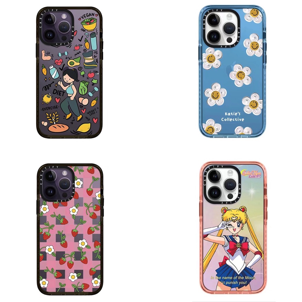 ออกกําลังกายสาวเซเลอร์มูนดอกไม้สตรอเบอร์รี่ Casetify เคสโทรศัพท์สําหรับ iPhone 16 15 14 13 12 11 Pro Max Plus, Hard Clear Impact