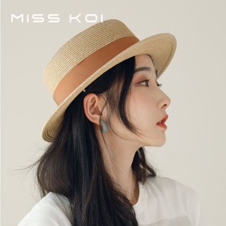 Misskoi [พร้อมส่ง] หมวกฟางปีกแบน ขนาดเล็ก สไตล์ญี่ปุ่นย้อนยุค แฟชั่นฤดูใบไม้ผลิ ฤดูร้อน สําหรับผู้หญิง