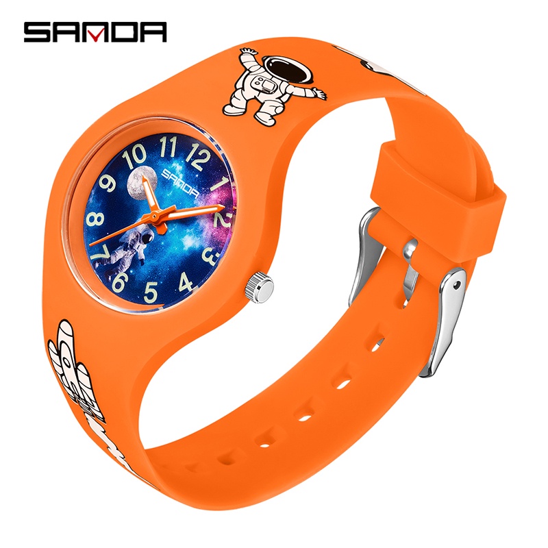 Sanda นาฬิกาข้อมือควอตซ์แฟชั่น กันน้ํา สีพื้น สําหรับเด็ก SD6098-13