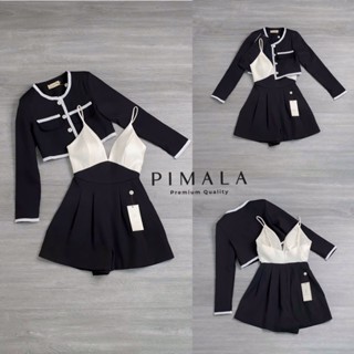 SET เสื้อคลุมแขนยาว+ จั้มสูทขาสั้น ชุดเซทหรู งานป้าย Pimala