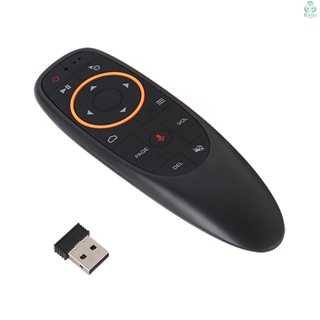 G10 รีโมตคอนโทรลไร้สาย 2.4GHz พร้อมตัวรับสัญญาณ USB ควบคุมด้วยเสียง สําหรับ Android TV Box PC แล็ปท็อป โน้ตบุ๊ก Smart TV สีดํา [19][มาใหม่]