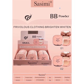 Sasimi BB Powder Snail แป้งพัฟ แป้งตลับ 2 ชั้น ซาซิมิ ออเรนจ์ ดับเบิ้ล พาวเดอร์ ผลิตภัณฑ์ตกแต่งผิวหน้า 3 ชิ้น