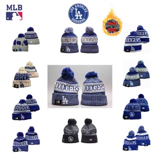 Mlb LOS ANGELES DODGERS หมวกบีนนี่ ผ้าวูลถัก บุกํามะหยี่ ให้ความอบอุ่น แฟชั่นฤดูหนาว สําหรับทุกเพศ