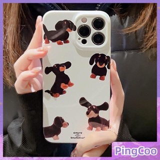 สำหรับ iPhone 11 เคสไอโฟนฟิล์มเคลือบเงาสีขาวเคส TPU อ่อนกันกระแทกฝาครอบรูปถ่ายกล้องสุนัขสีดำเข้ากันได้กับ iPhone 14 13 Pro max 12 Pro Max xr xs max 7Plus 8Plus