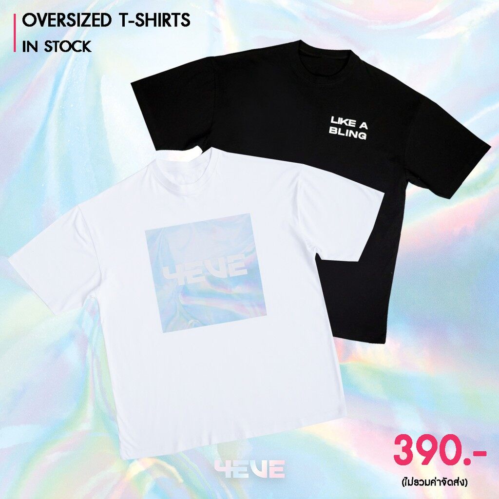 POPULAR QZHLHL 4EVE OVERSIZED T-SHIRTS เสื้อยืดคอกลม พร้อมส่ง