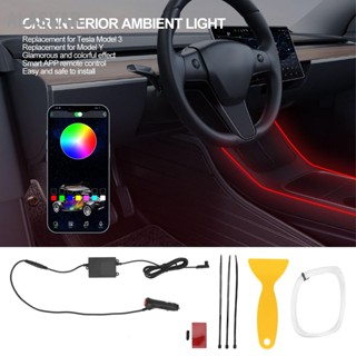 ALASKAR ไฟเรืองแสงภายในรถ RGB Neon Lighting พร้อมการเปลี่ยนการควบคุม APP สำหรับ Tesla Model 3 Y