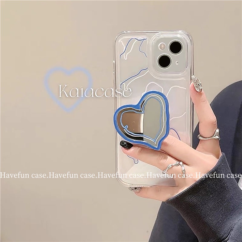 Heart Shape Mirror Bracket Love Lines  Phone Case For iPhone 11 Apple 12 13promax Phone Case for iphone  Xs/XR Bracket 7 8plus 6S