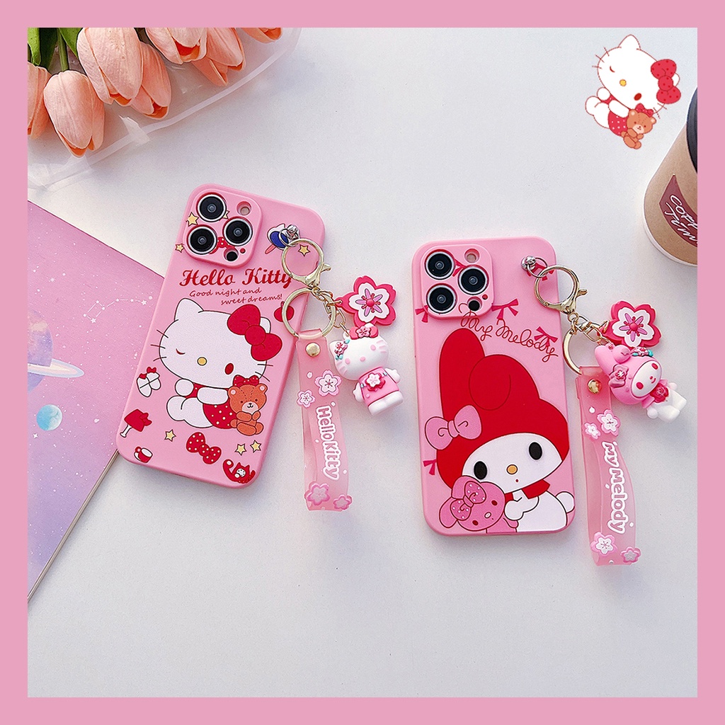 Realme 8 4G 8 Pro C17 7i 7 C2 C1 2 Pro V3 เคสโทรศัพท์แบบนุ่มน่ารักการ์ตูน Hello Kitty และ My Melody 
