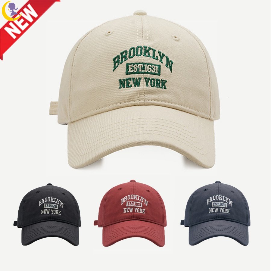New YORK เย็บปักถักร้อยตัวอักษร BROOKLYN หมวกเบสบอลแบบนุ่มสําหรับผู้ชายกลางแจ้งสดทุกการแข่งขันหมวกแบบปรับได้ผู้หญิง YK