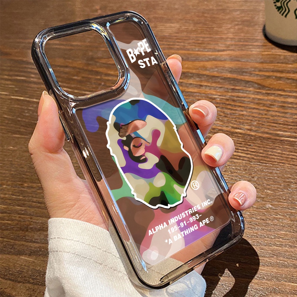 เคสโทรศัพท์มือถือ แบบใส กันกระแทก ลาย BAPE สีเหลือง สําหรับ iphone 14 11 13 12 X XS Pro Max xr Mini xr Samsung Galaxy S23 S22 ultra plus