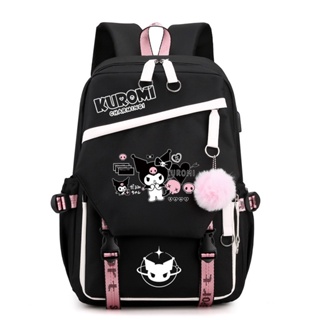 กระเป๋าเป้สะพายหลัง ลาย Kuromi Melody Co-Branded สไตล์ญี่ปุ่น สําหรับเด็กผู้หญิง นักเรียน