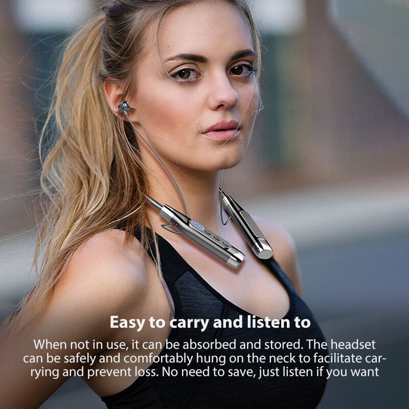 Jyc Original 100 ชั่วโมงความอดทนหูฟังบลูทูธ TFCard หูฟังไร้สายเบสพร้อมไมโครโฟนสเตอริโอหูฟังแบบคล้องคอชุดหูฟังกีฬา