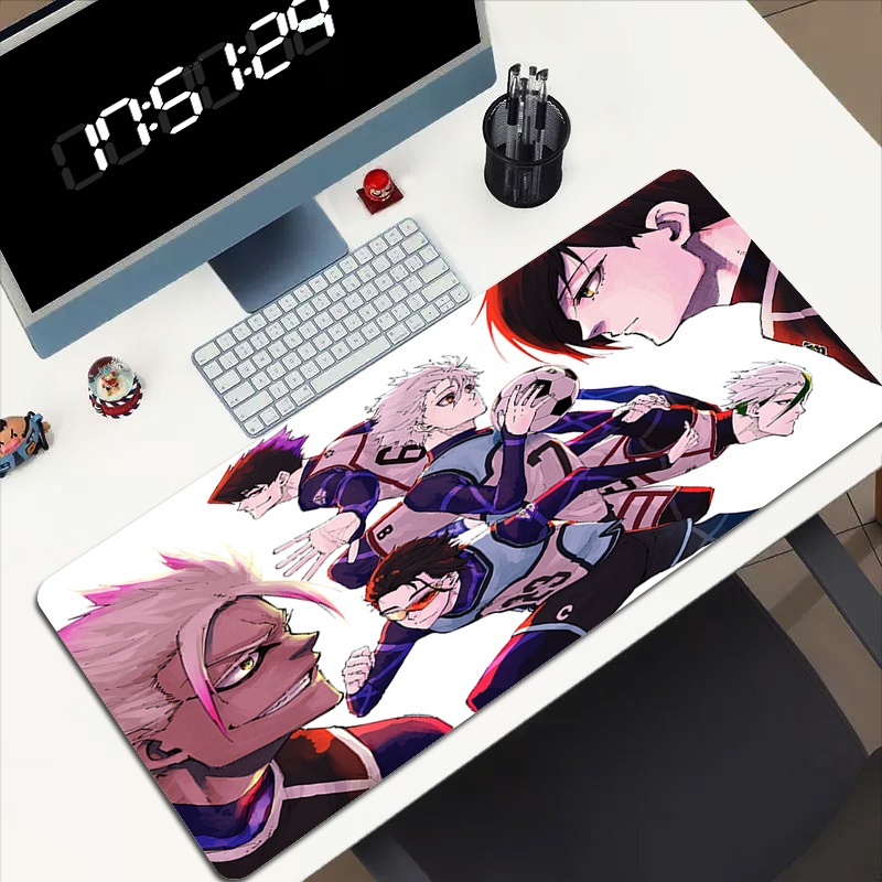 BLUE LOCK แผ่นรองเมาส์ขนาดใหญ่อุปกรณ์เสริมโต๊ะ Gamer ตู้เกม Mousepad อะนิเมะโต๊ะคอมพิวเตอร์คีย์บอร์ดเสื่อสําหรับเล่นเกม Office Pc