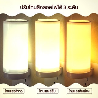 หลอดไฟ (พร้อมส่ง)โคมไฟ LED ไฟเสียบปลั๊ก ไฟติดหัวเตียง อุปกรณ์ไฟฟ้า ปรับความสว่างได้ 10 ระดับ ควบคุมด้วยรีโมท