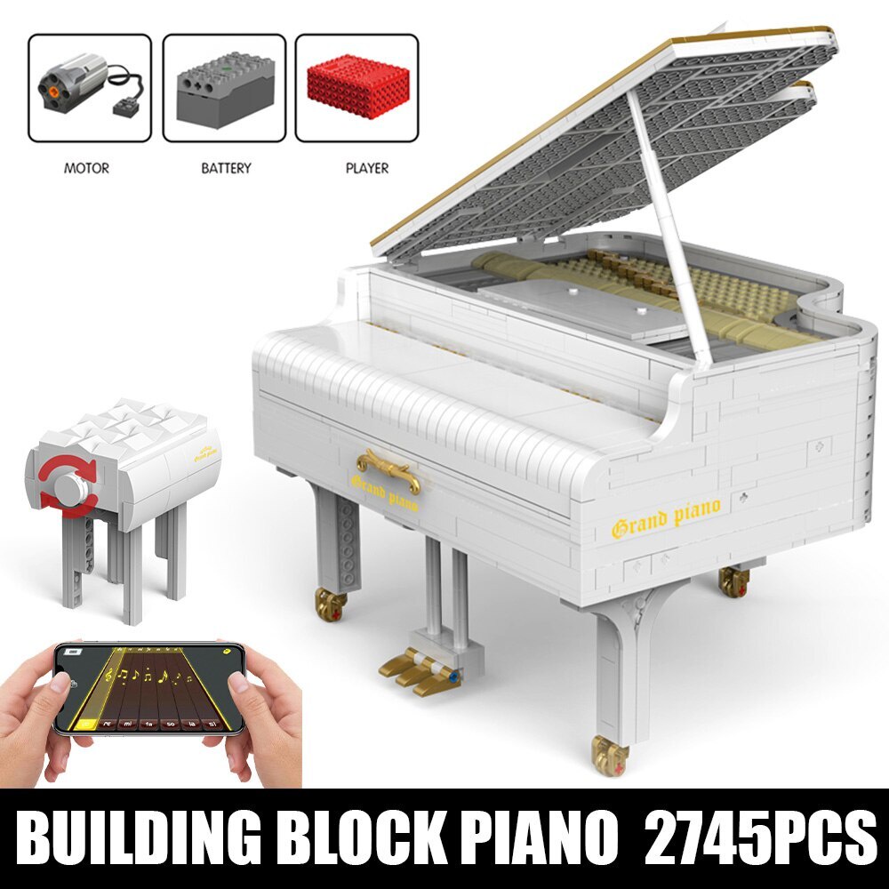 High-Tech Creative Idea Series Playable Grand Piano with Motor APP Control Building Blocks Collectible Display Gift