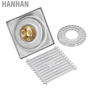 Hanhan Large Flow Floor Drain Electroplating Squared Glossy Shower Floor Drain with Hair Filter Bathroom Floor Drain for Bathroom