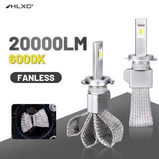 【HLXG 】หลอดไฟหน้ารถยนต์ Led H7 H1 H4 Led 20000LM H8 H9 H11 9005 HB3 9006 HB4 6000K B3