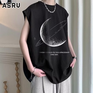 ASRV เสื้อกั๊กผู้ชาย American Retro Moon เสื้อกั๊กผู้ชายลำลองแขนกุดกีฬาเยาวชน