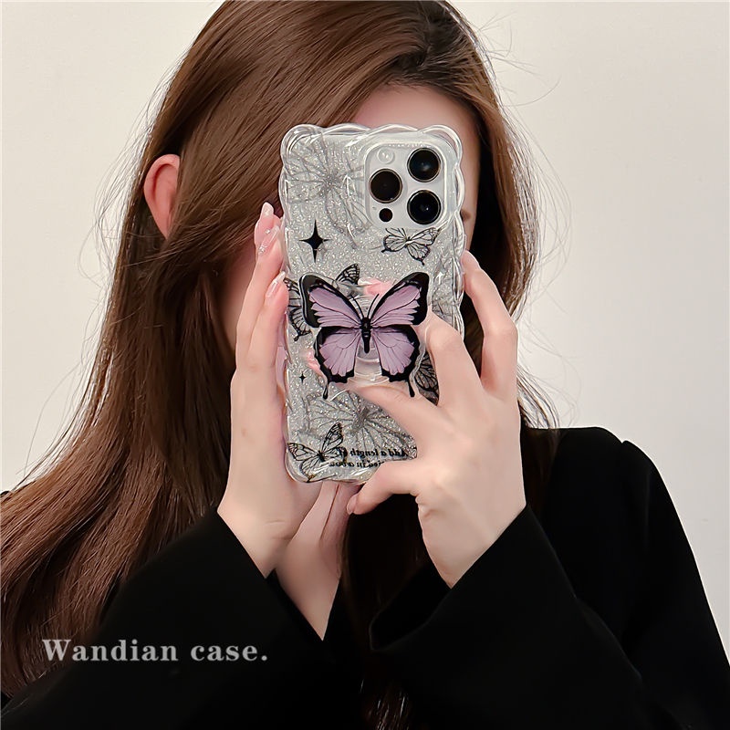Twist Glitter Butterfly Bracket Phone Case for Iphone14promax Apple 13 Phone Case 11/12 Female XS/Xr/8
