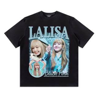 เสื้อยืดลําลอง ผ้าฝ้าย แขนสั้น คอกลม พิมพ์ลาย Kpop Blackpink LISA สไตล์ฮิปฮอป สําหรับผู้ชาย และผู้หญิง