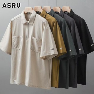 ASRV เสื้อโปโลผู้ชาย 2023 เทรนด์มาตรฐานเยาวชนชายยอดนิยมสีทึบแฟชั่นใหม่ขี้เกียจแขนสั้นเสื้อโปโลที่เข้ากันทั้งหมด