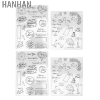 Hanhan 4 Sheets Clear Stamps DIY Imprint Decorative Stamps Card Making Stamps※