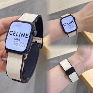 สายนาฬิกาข้อมือ สายหนัง แม่เหล็ก สําหรับ Apple Watch 8 7654321 ผู้ชาย และผู้หญิง เห็นนิ่ม