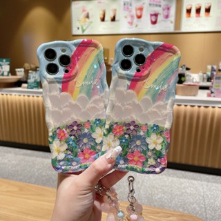 เคสโทรศัพท์มือถือ TPU แบบนิ่ม ลายดอกไม้ สีรุ้ง กันกระแทก สําหรับ Apple IPhone 14 13 12 11 Pro Max