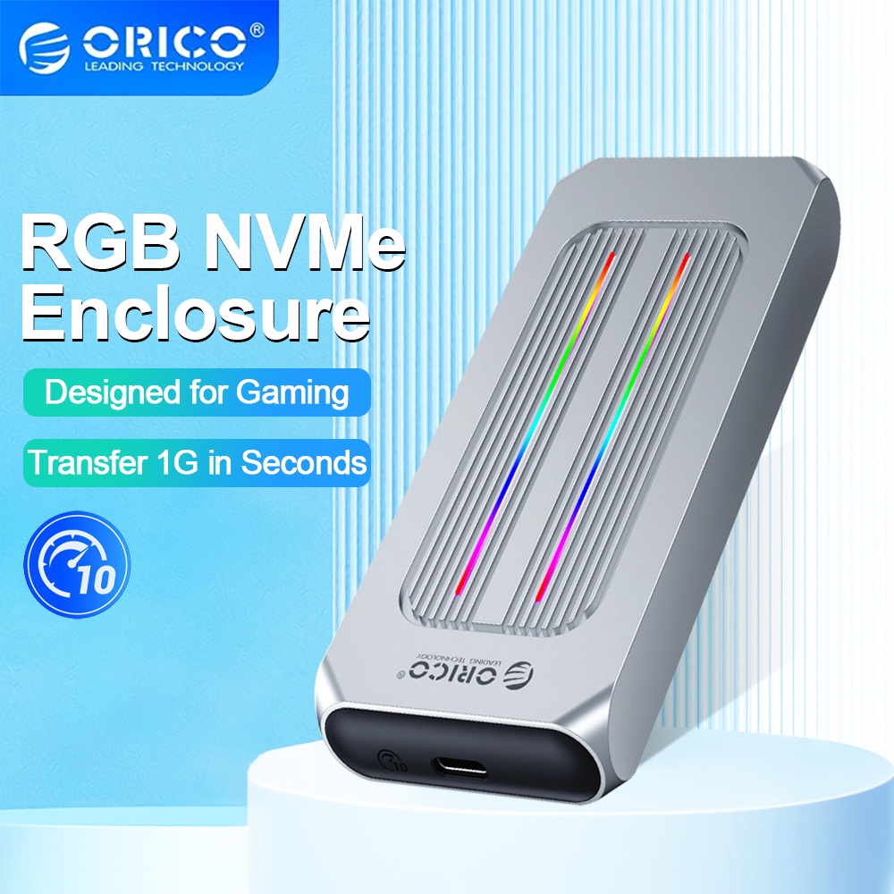 ORICO RGB M.2 SSD กรณี 10Gbps M2 NVMe SSD Enclosure อลูมิเนียมทั้งหมด USB3.1 Gen2 สําหรับ Solid Stat