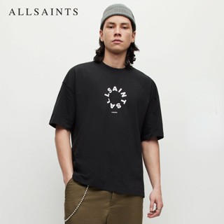 Allsaints ใหม่ เสื้อยืดลําลอง แขนสั้น คอกลม พิมพ์ลายตัวอักษร โลโก้ ทรงหลวม แฟชั่นฤดูใบไม้ผลิ ฤดูร้อน สําหรับผู้ชาย MG294Y