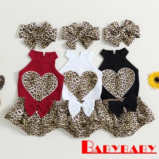 Babybaby- เสื้อกล้ามถัก ฤดูร้อน + กางเกงขาสั้น ประดับโบว์ + ที่คาดผม 3 ชิ้น