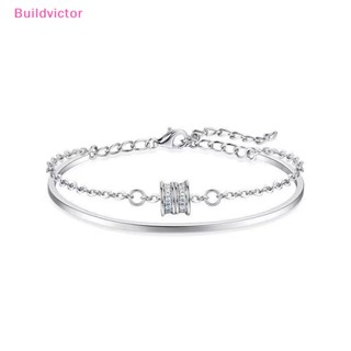 Buildvictor สร้อยข้อมือโซ่ สองชั้น ประดับพู่ ขนาดเล็ก เข้ากับทุกการแต่งกาย สไตล์แฟรี่ สําหรับผู้หญิง