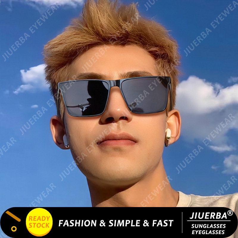(JIUERBA) แว่นกันแดด กรอบสี่เหลี่ยม แฟชั่นเกาหลี เรียบง่าย สําหรับทุกเพศ