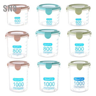 SN8 600/800/1000ml พลาสติกใสภาชนะปิดสนิทครัวอาหารธัญพืชถั่วถั่วกล่องเก็บ