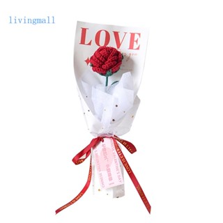 Livi ช่อดอกกุหลาบถัก แฮนด์เมด สีแดง พร้อมอุปกรณ์ถักเปีย
