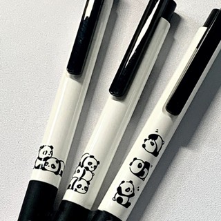Kaco K7 ปากกาเจล แบบกด ลายแพนด้าน่ารัก 0.5 มม. สีดํา 3 ชิ้น สําหรับนักเรียน สํานักงาน