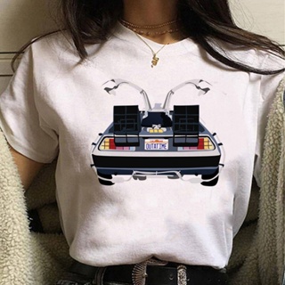 เสื้อยืด พิมพ์ลายการ์ตูนอนิเมะ Back to the Future สไตล์ฮาราจูกุ สตรีท สําหรับผู้หญิง