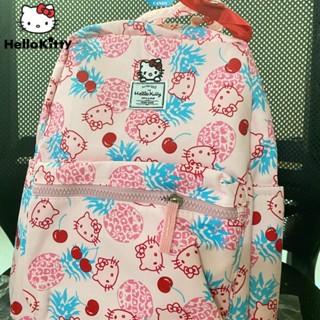 Sanrio กระเป๋าเป้สะพายหลัง กระเป๋านักเรียน ลายการ์ตูน Hello Kitty สีชมพู หรูหรา แฟชั่นสําหรับผู้หญิง Y2k [CAN]