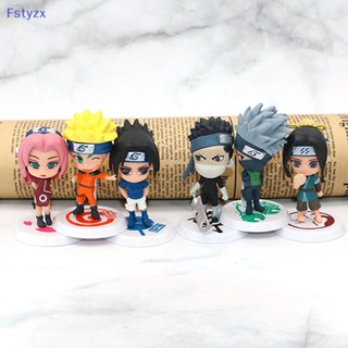 Fstyzx ตุ๊กตาฟิกเกอร์ อนิเมะนารูโตะ Kawaii Sasuke ของขวัญวันหยุด สําหรับเด็ก 6 ชิ้น