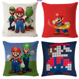 ปลอกหมอน พิมพ์ลายการ์ตูน Super Mario Bros Luigi Mario ขนาด 45x45 ซม. สําหรับตกแต่งบ้าน โซฟา ห้องนั่งเล่น [RAIN]