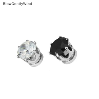 Blowgentlywind ต่างหูสตั๊ด แม่เหล็ก คริสตัลใส สีดํา มีสไตล์ 1 คู่ สําหรับผู้ชาย ผู้หญิง BGW