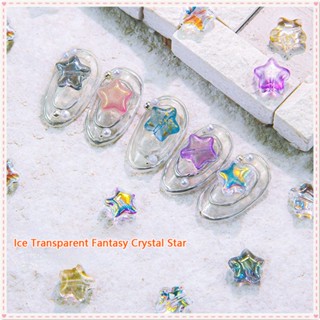 10pcs Nail Art Ice Translucent Five-pointed Star Jewelry Cute Little Star Dreamy Candy Jelly Color Gilt Flash Nail Decoration Manicure Tool For Nail Shop JOYFEEL