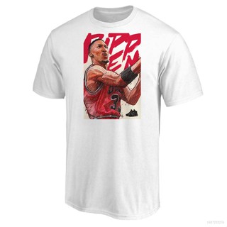 เสื้อยืดคอกลม แขนสั้น พิมพ์ลายการ์ตูน NBA Chicago Bulls Pippen พลัสไซซ์ สําหรับผู้ชาย และผู้หญิง