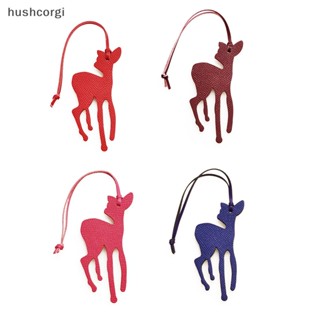 [hushcorgi] จี้พวงกุญแจหนัง รูปกวางน่ารัก สีพื้น สําหรับห้อยกระเป๋า