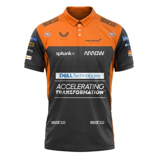 ใหม่ เสื้อโปโลแขนสั้น ลาย F1 McLaren one team Rando Norris 3D แฟชั่นสตรีท สําหรับผู้ชาย และผู้หญิง 2023