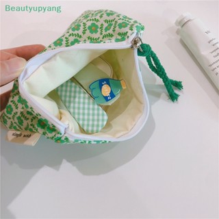 [Beautyupyang] กระเป๋าเครื่องสําอาง ผ้าฝ้าย มีซิป ขนาดเล็ก ลายดอกไม้ สไตล์เกาหลี สําหรับผู้หญิง