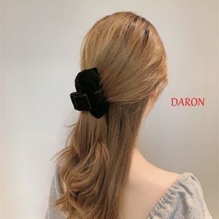 DARON กิ๊บติดผม ผ้ากํามะหยี่ ประดับโบว์ สีดํา แบบเรียบ สําหรับผู้หญิง