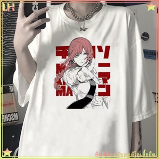 Hot！ Chainsaw Man - มากิมะ T-shirt เสื้อยืดอะนิเมะสำหรับผู้หญิงและผู้ชาย สไตล์มังงะญี่ปุ่น Unisex